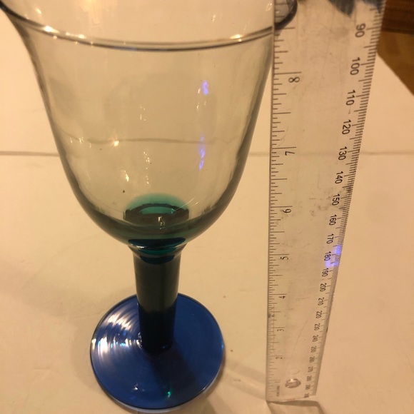 Vintage Handblown Blue Goblet 8.5” Tall - Picture 3 of 6
